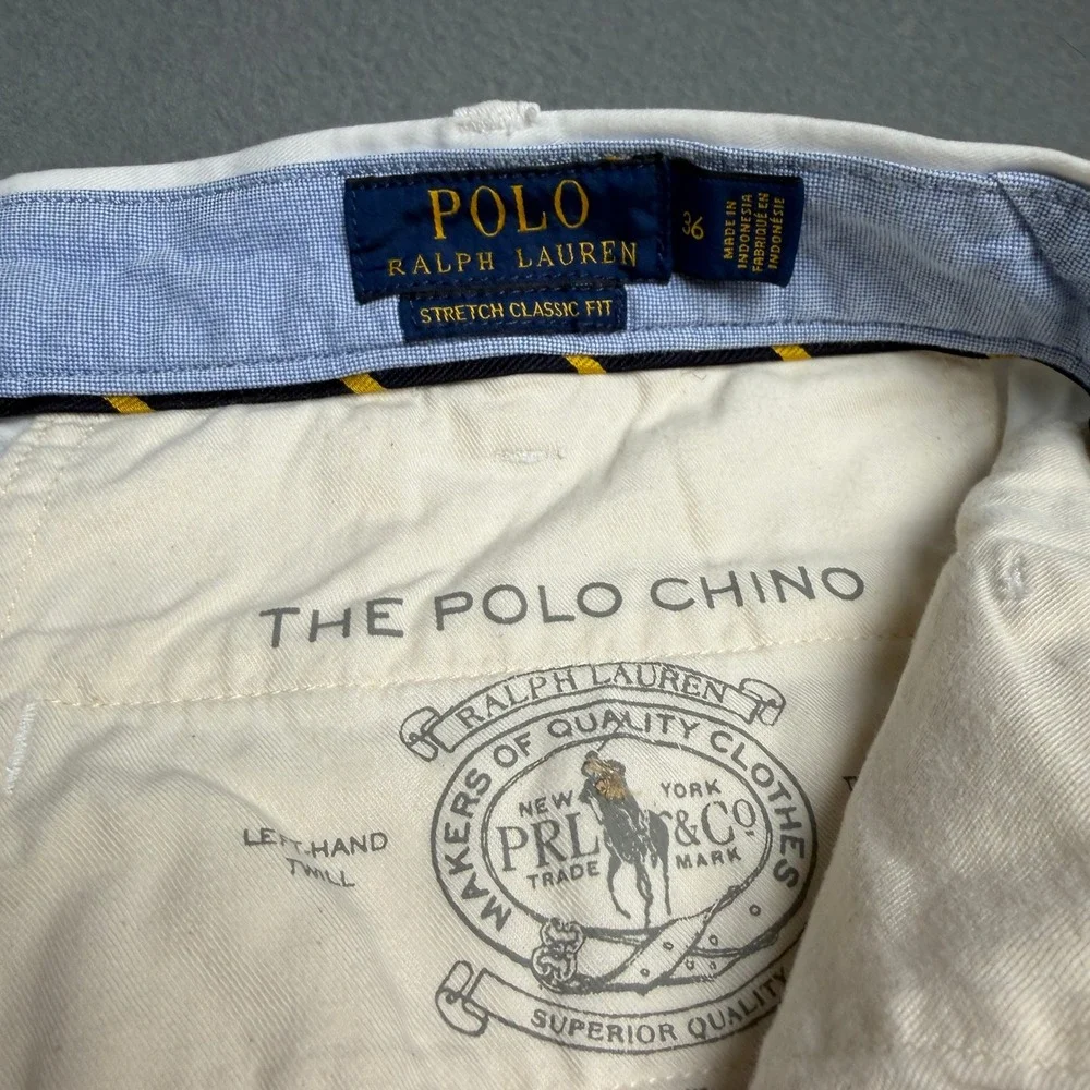 Polo Ralph Lauren Mens White Stretch Classic Fit Chino Shorts Size 38